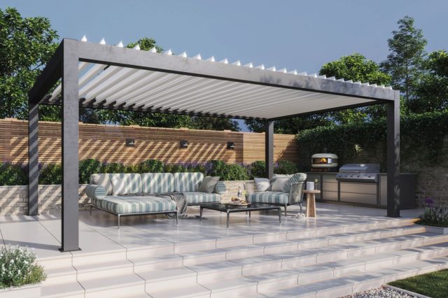 A modern pergola in Notttinghamshire.